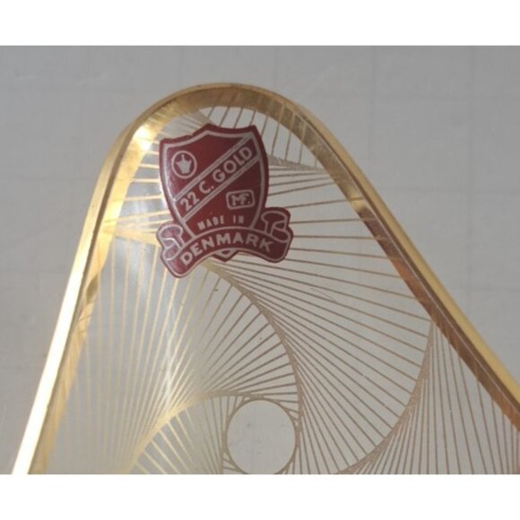 Swirl Candy Trinket Dish 22 C Gold Paint Denmark Mid Century Modern Minimalist - Picture 5 of 6